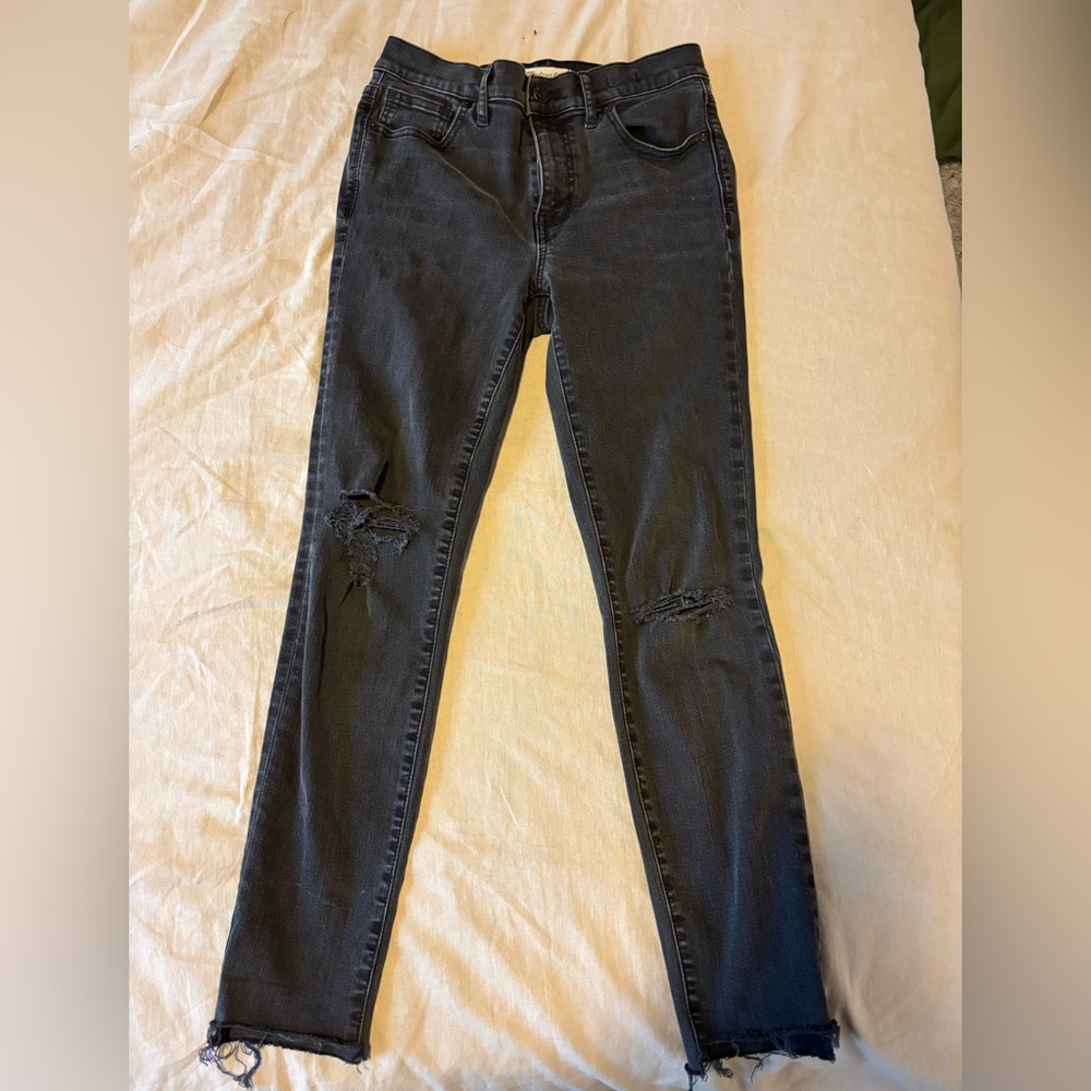 Madewell 9” high riser skinny skinny black ripped jeans
